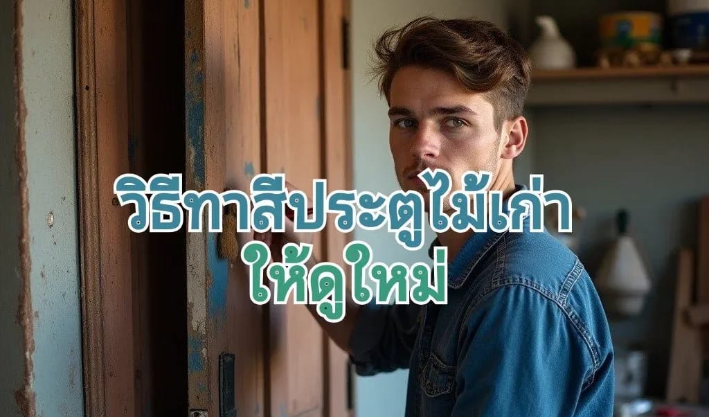 ทาสีประตูไม้เก่า
