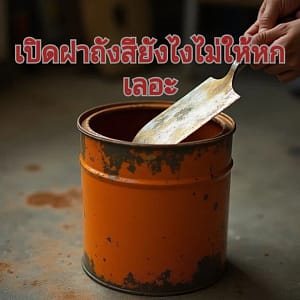 ใช้เกรียงเปิดถังสี